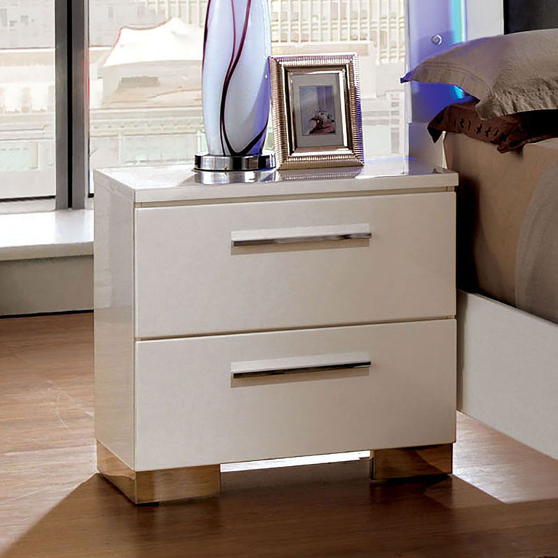 Clementine - Nightstand - Glossy White - Grand Furniture GA