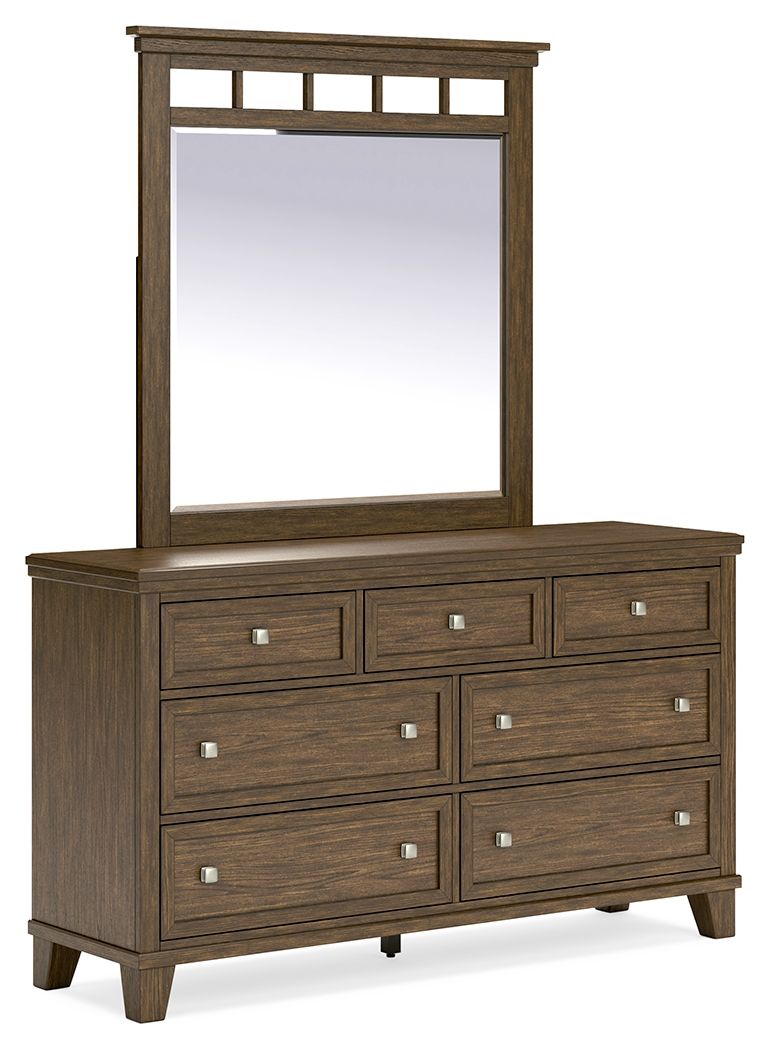 Shawbeck - Medium Brown - 8 Pc. - Dresser, Mirror, Chest, King Panel Bed, 2 Nightstands