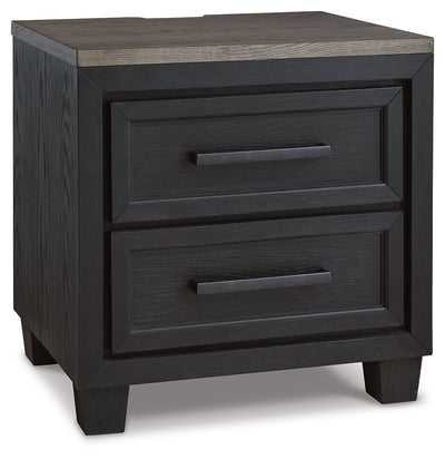 Foyland - Black / Brown - Two Drawer Night Stand.