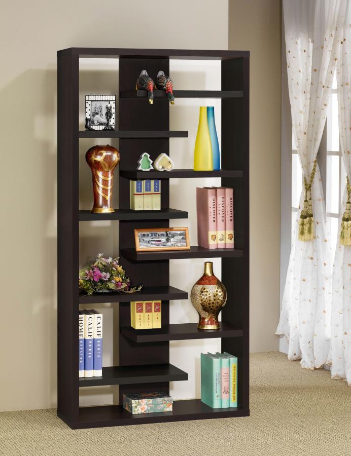 Altmark - Bookcase With Staggered Floating Shelves - Cappuccino.