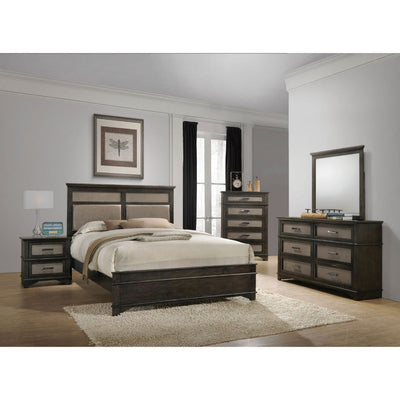 Anatole - Eastern King Bed - Copper PU & Dark Walnut - Grand Furniture GA