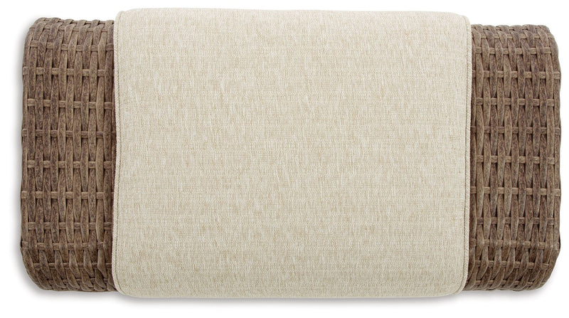 Sandy Bloom - Beige - Ottoman With Cushion.