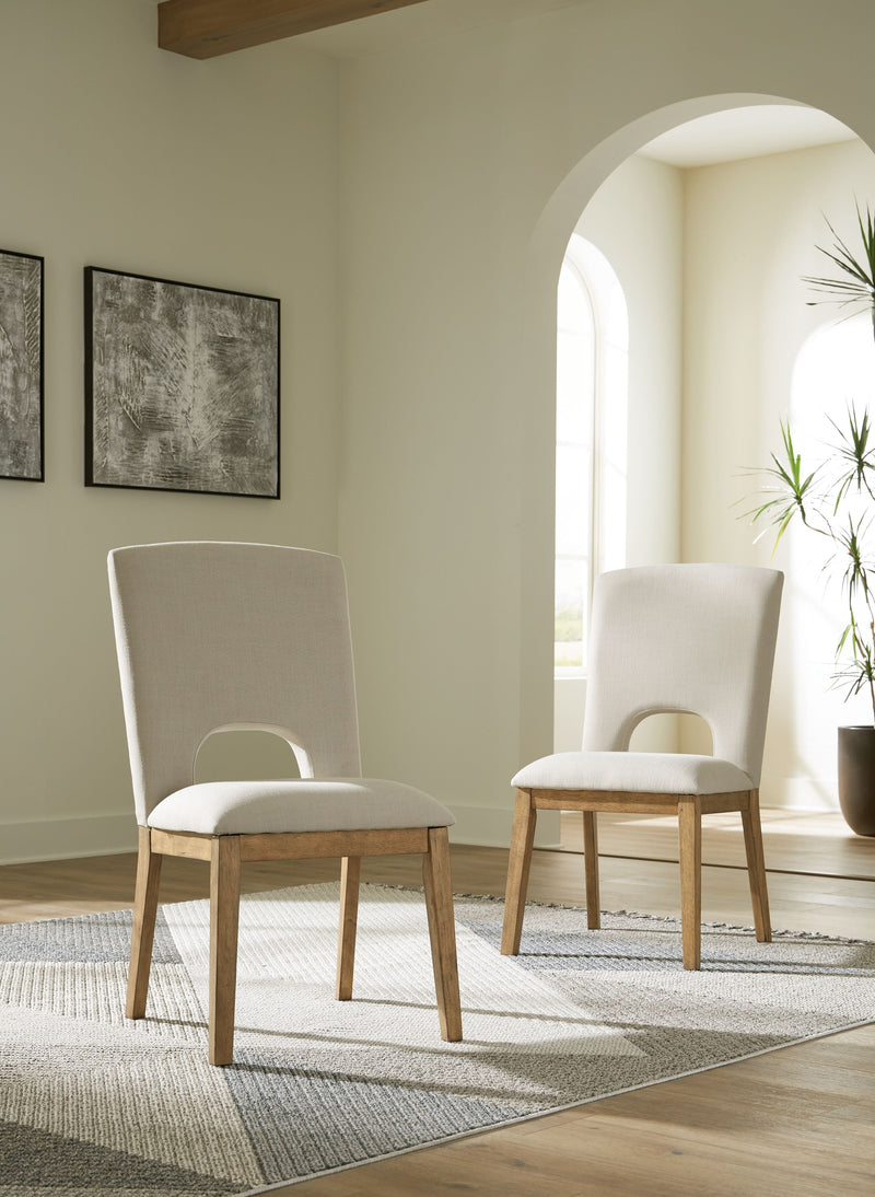 Dakmore - Linen / Brown - Dining Uph Side Chair (Set of 2).