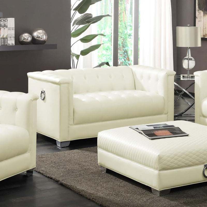 Chaviano - Tufted Upholstered Loveseat - Pearl White.