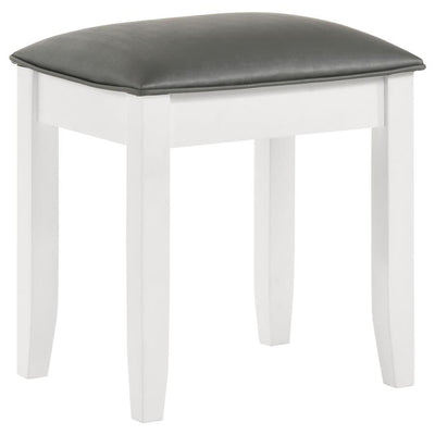 Barzini - Upholstered Vanity Stool - Metallic And White - Grand Furniture GA