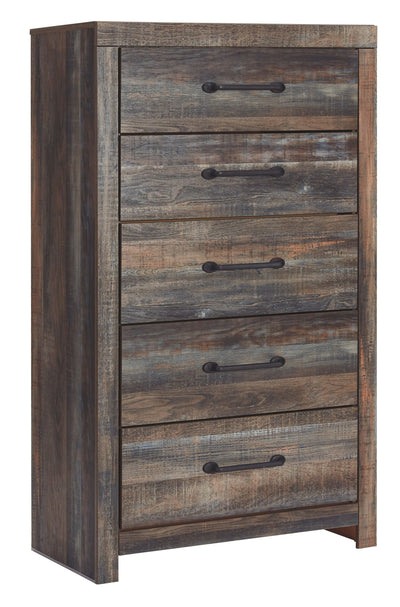 Drystan - Brown / Beige - Five Drawer Chest.