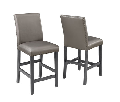 Bankston - Counter Height Chair With Nailhead (Set of 2) - Gray - Grand Furniture GA