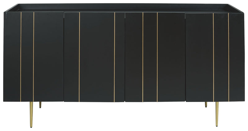 Brentburn - Black / Gold Finish - Accent Cabinet.
