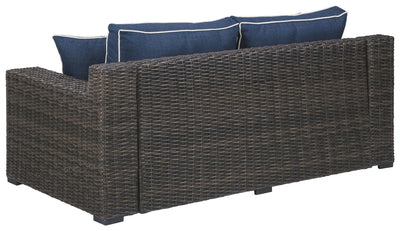Grasson - Brown / Blue - Loveseat W/Cushion.
