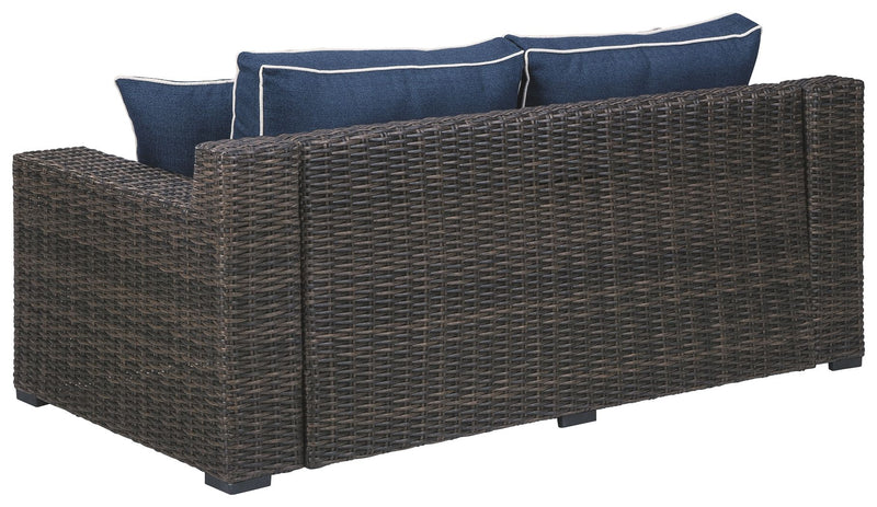 Grasson - Brown / Blue - Loveseat W/Cushion.