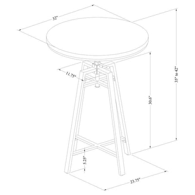 Bartlett - Adjustable Swivel Bar Table - Brushed Nutmeg.