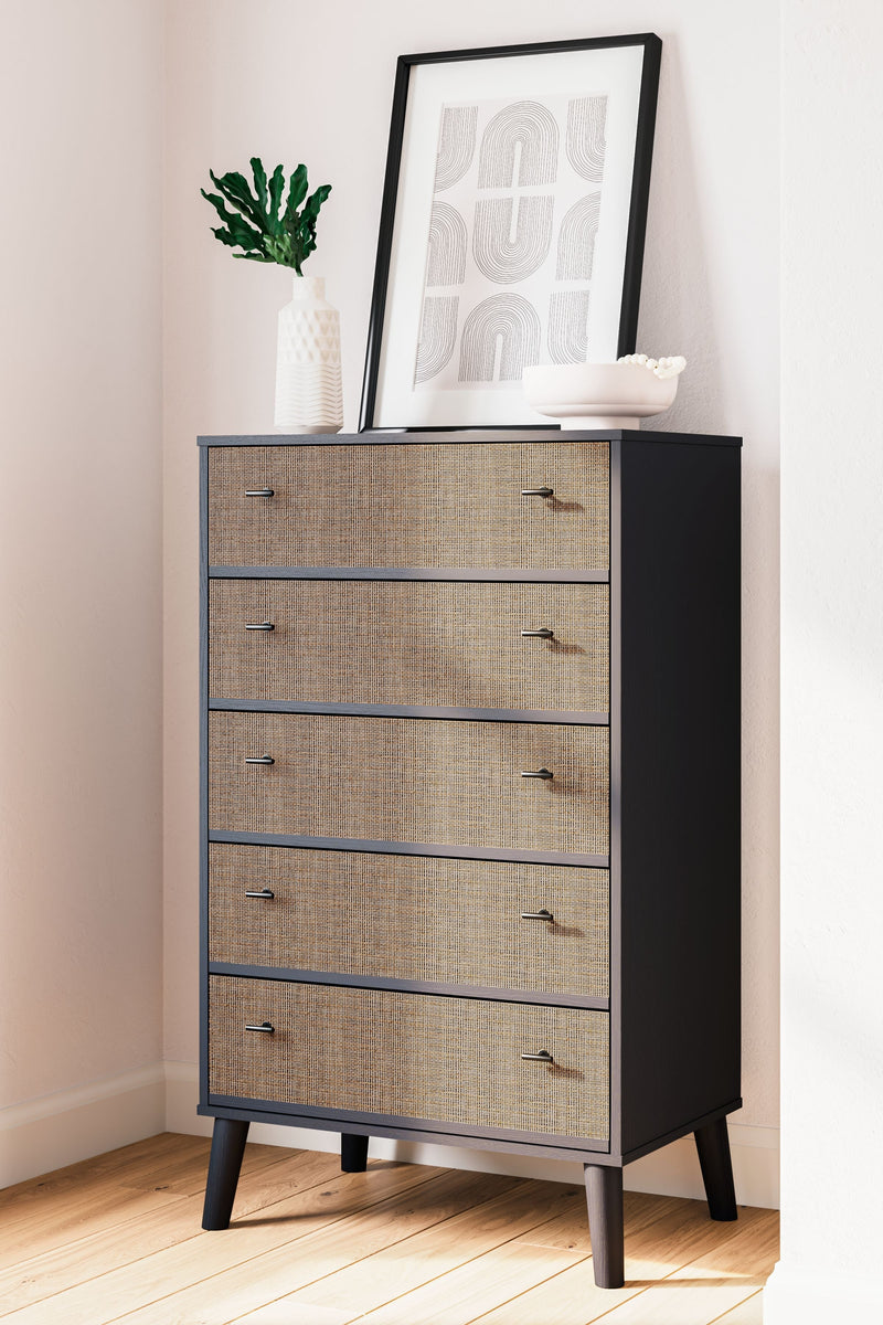 Charlang - Black / Gray - Five Drawer Chest.