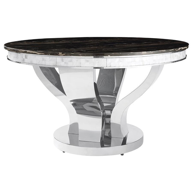 Anchorage - Round Dining Table - Chrome And Black - Grand Furniture GA