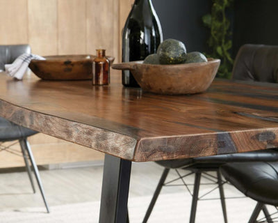 Ditman - Live Edge Dining Table - Grey Sheesham and Black.