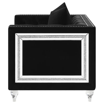 Delilah - Upholstered Tufted Tuxedo Arm Chair - Black.