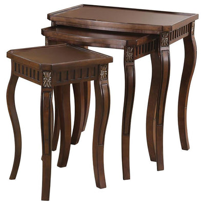 Daphne - 3-Piece Curved Leg Nesting Tables WArm - Brown.