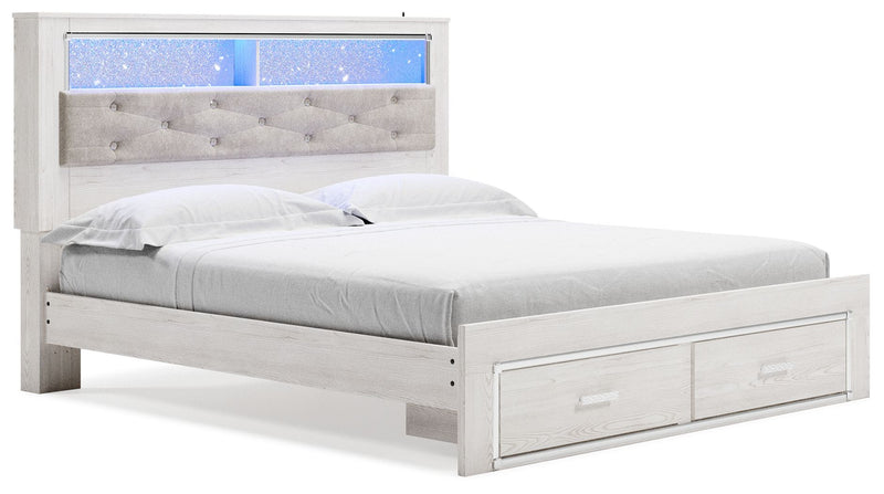 Altyra - White - King Upholstered Bookcase Bed With Storage - Storage Beds - Grand Furniture GA