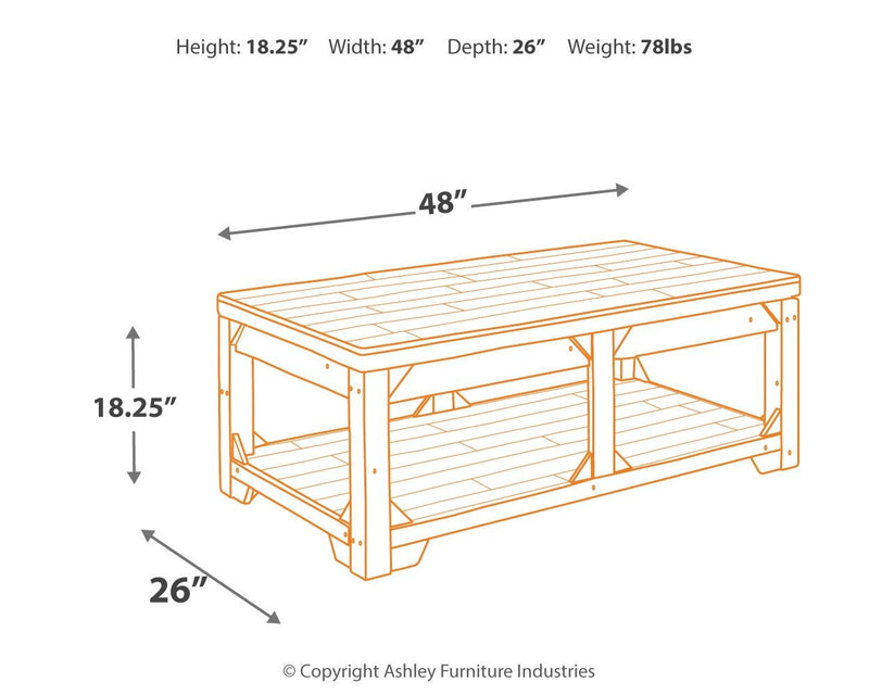 Fregine - Whitewash - Lift Top Cocktail Table.