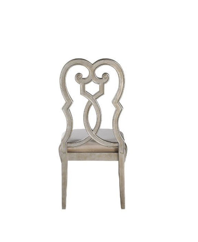 Esteban - Side Chair (Set of 2) - Ivory Velvet & Antique Champagne Finish - Grand Furniture GA