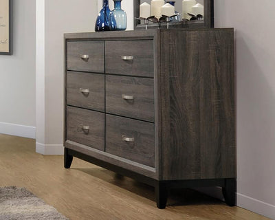 Watson - 6-Drawer Dresser - Grey Oak and Black.