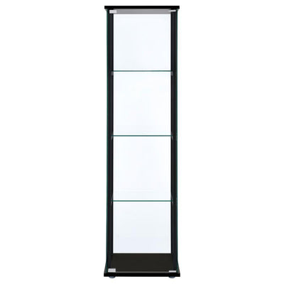 Cyclamen - 4-Shelf Glass Curio Cabinet - Black and Clear.