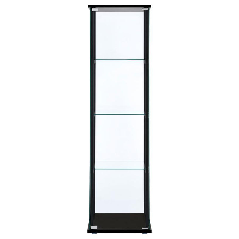 Cyclamen - 4-Shelf Glass Curio Cabinet - Black and Clear.