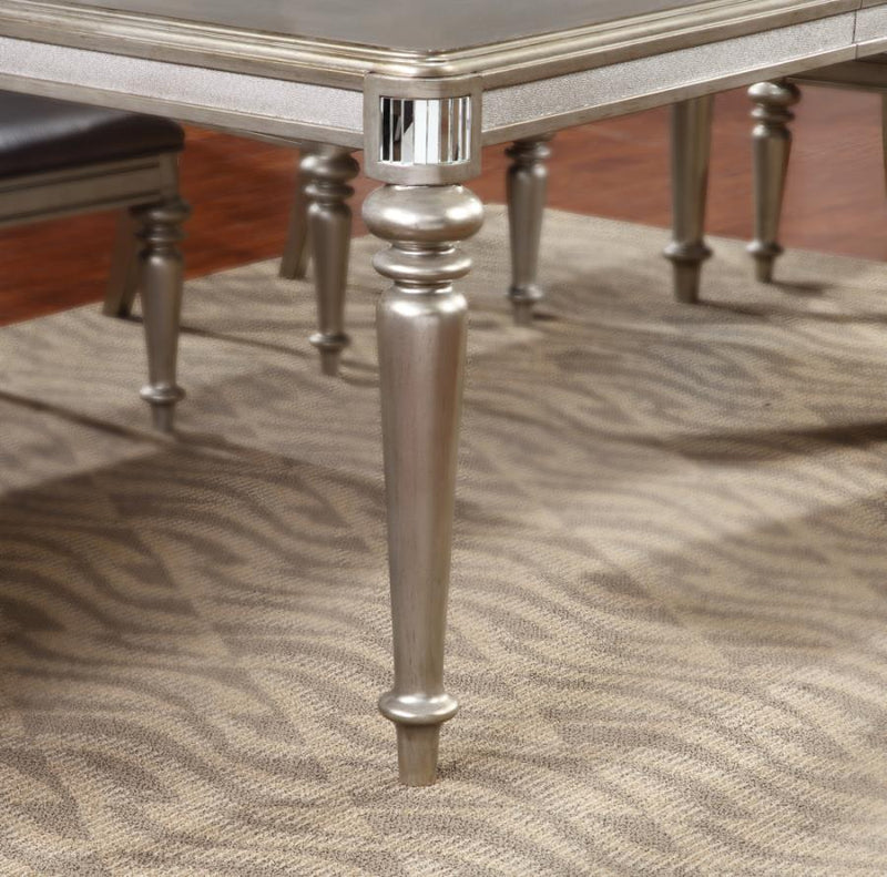 Bling Game - Rectangular Dining Table With Leaf - Metallic Platinum.