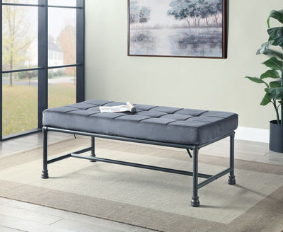 Brantley - Bench - Gray Velvet & Sandy Gray Finish - Grand Furniture GA