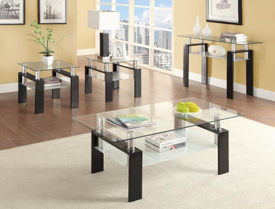 Dyer - Tempered Glass End Table With Shelf - Black.