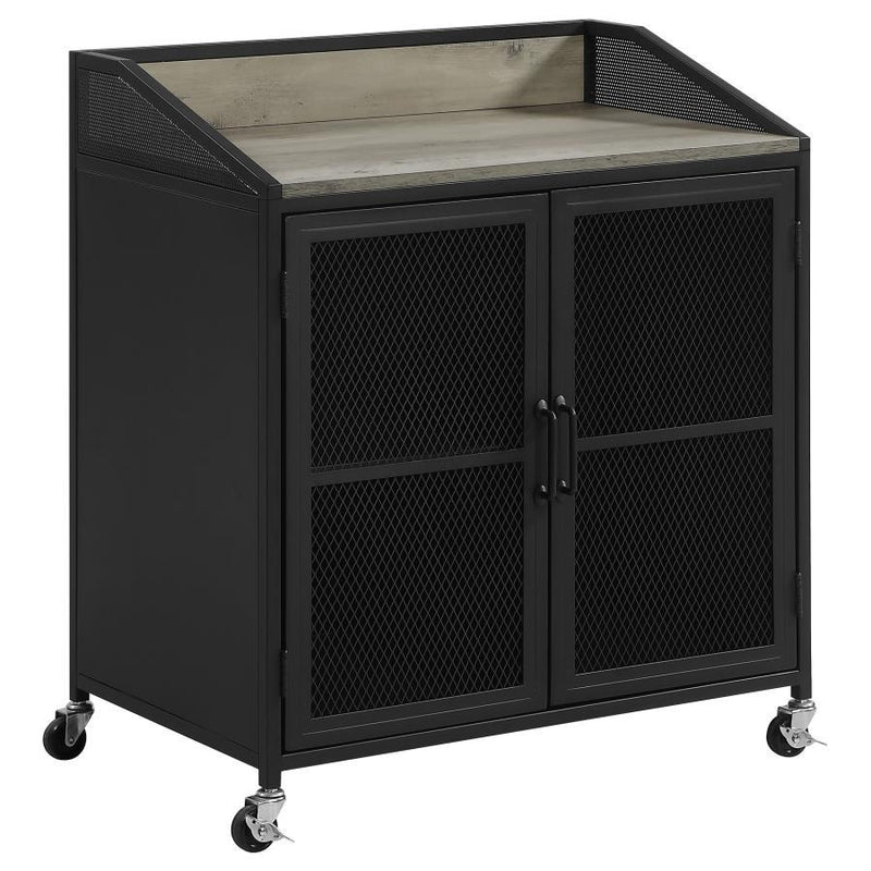 Arlette - Wine Cabinet With Wire Mesh Doors - Grey Wash and Sandy Black.