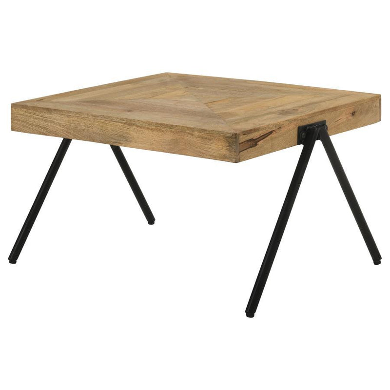 Avery - Rectangular Coffee Table With Metal Legs - Natural and Black.