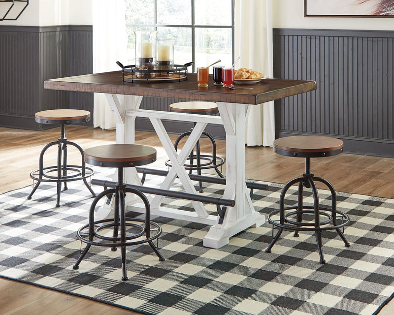 Valebeck - White / Brown - Rect Dining Room Counter Table.