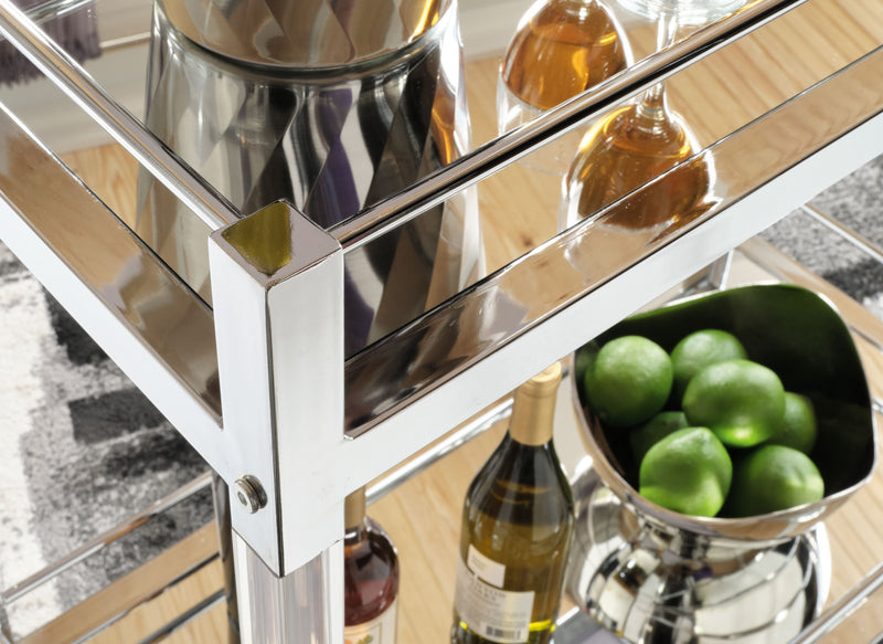 Chaseton - Clear / Silver Finish - Bar Cart.