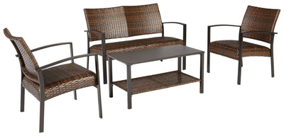 Zariyah - Dark Brown - Love/Chairs/Table Set (Set of 4).