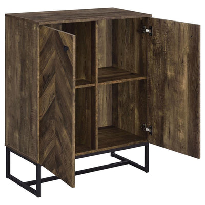 Carolyn - 2-Door Accent Cabinet - Rustic Oak and Gunmetal.