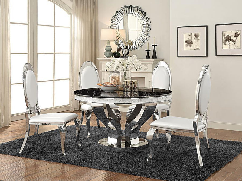 Anchorage - Round Dining Table - Chrome And Black - Grand Furniture GA