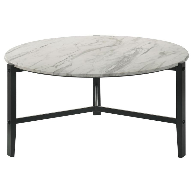 Tandi - Round Coffee Table Faux Marble - White and Black.