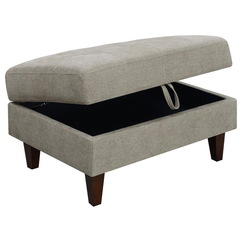 Barton - Upholstered Tufted Ottoman - Toast and Brown.