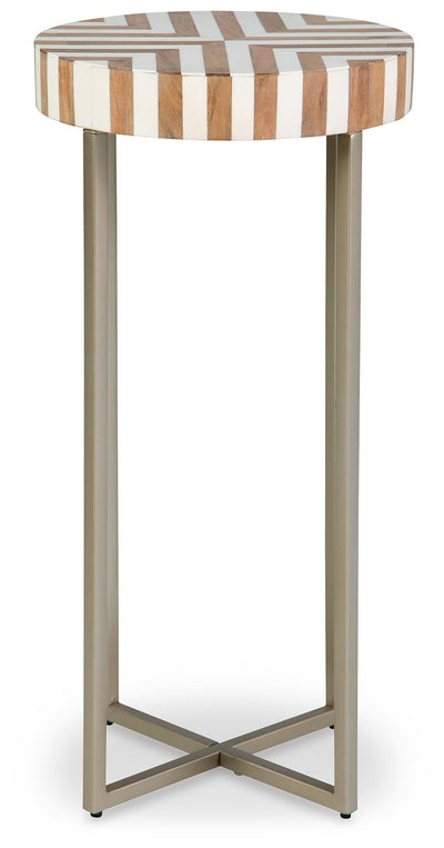 Cartley - White / Light Brown - Accent Table.