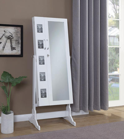 Doyle - Jewelry Cheval Mirror With Picture Frames - White.