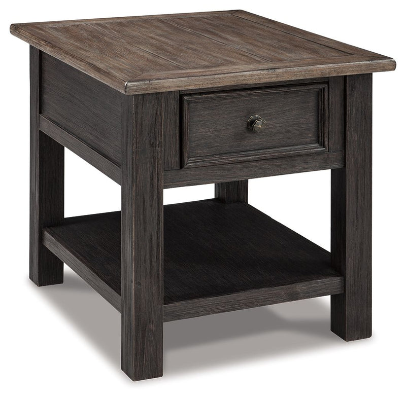 Tyler - Grayish Brown / Black - Rectangular End Table.