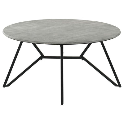 Hadi - Round Coffee Table With Hairpin Legs - Cement and Gunmetal.