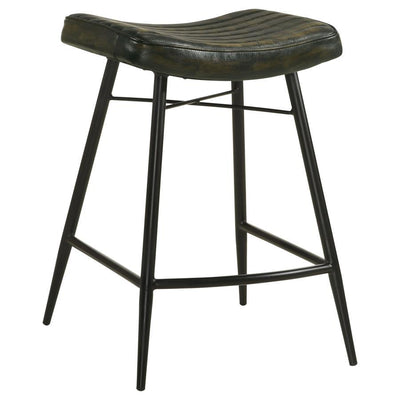 Bayu - Leather Upholstered Saddle Seat Backless Counter Height Stool (Set of 2)