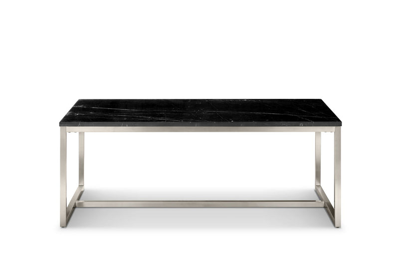 Kira - Rectangular Cocktail Table - Black Marble And Brushed Nickel