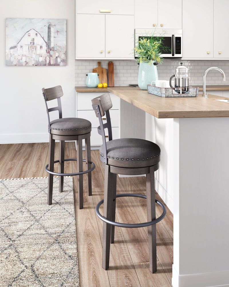 Caitbrook - Gray - Tall Uph Swivel Barstool.