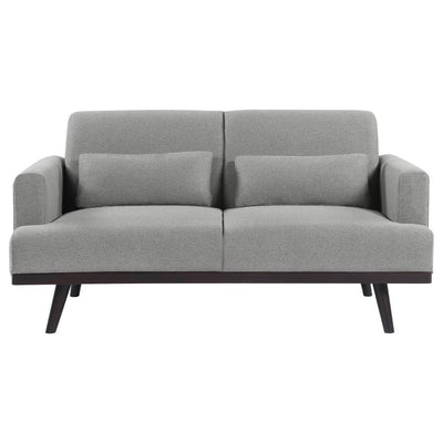 Blake - Upholstered Loveseat With Track Arms - Sharkskin and Dark Brown.