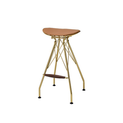 Dragea - Bar Stool (Set of 2) - Whiskey PU & Gold - Grand Furniture GA