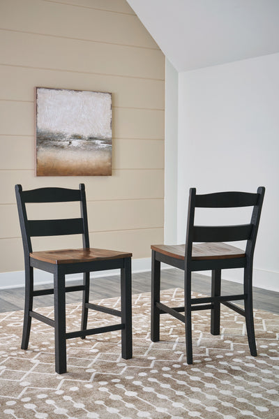 Valebeck - Black / Brown - Barstool (Set of 2).