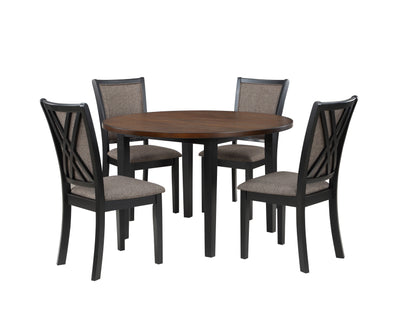 Potomac - 5 Piece Round Dining Set (Table & 4 Chairs) - Brown / Black