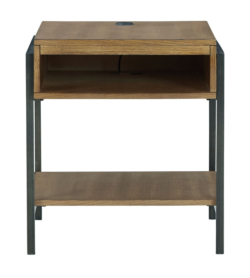 Fridley - Brown / Black - Rectangular End Table.